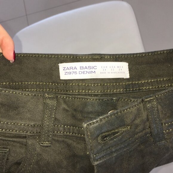 NEW ZARA army green jeans, size 2 - Picture 5 of 6
